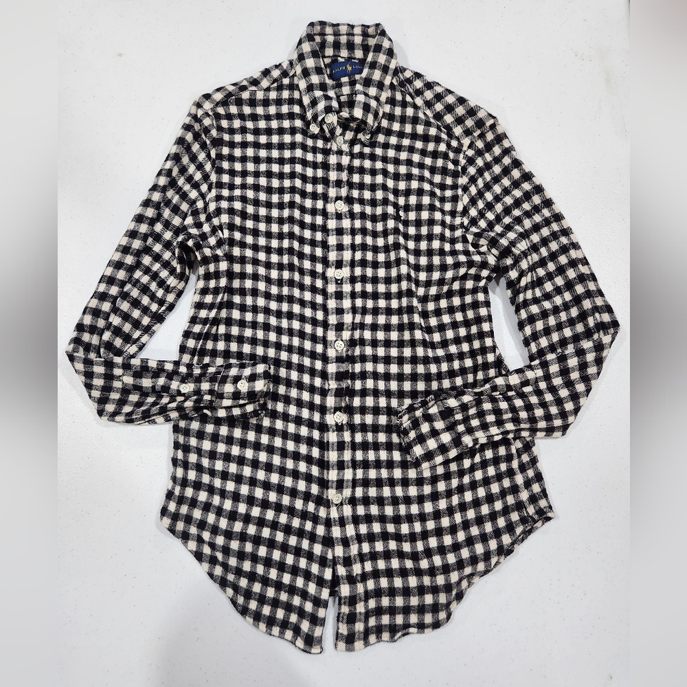 Ralph Lauren Black and White Checkered Shirt Button Down Gingham Old Money